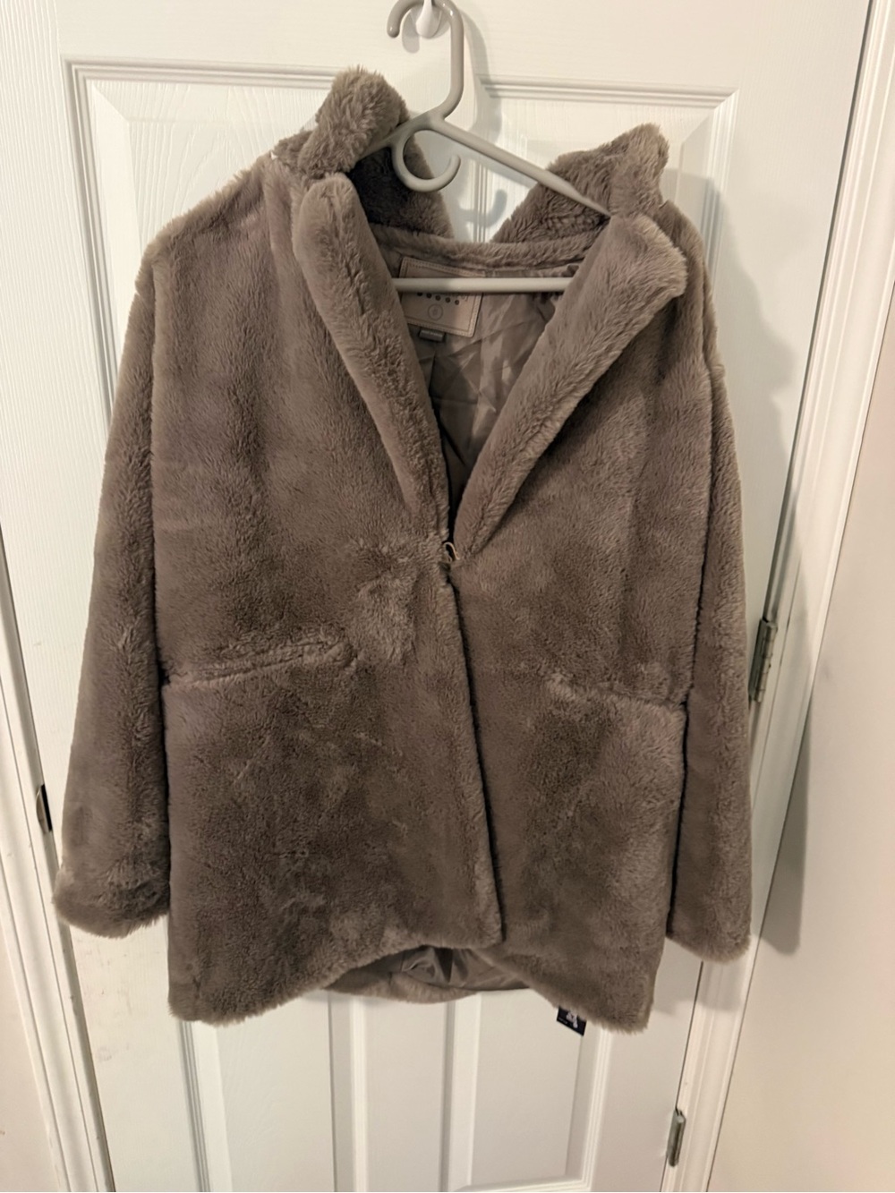 Blank NYC Taupe Faux Fur Hooded Jacket